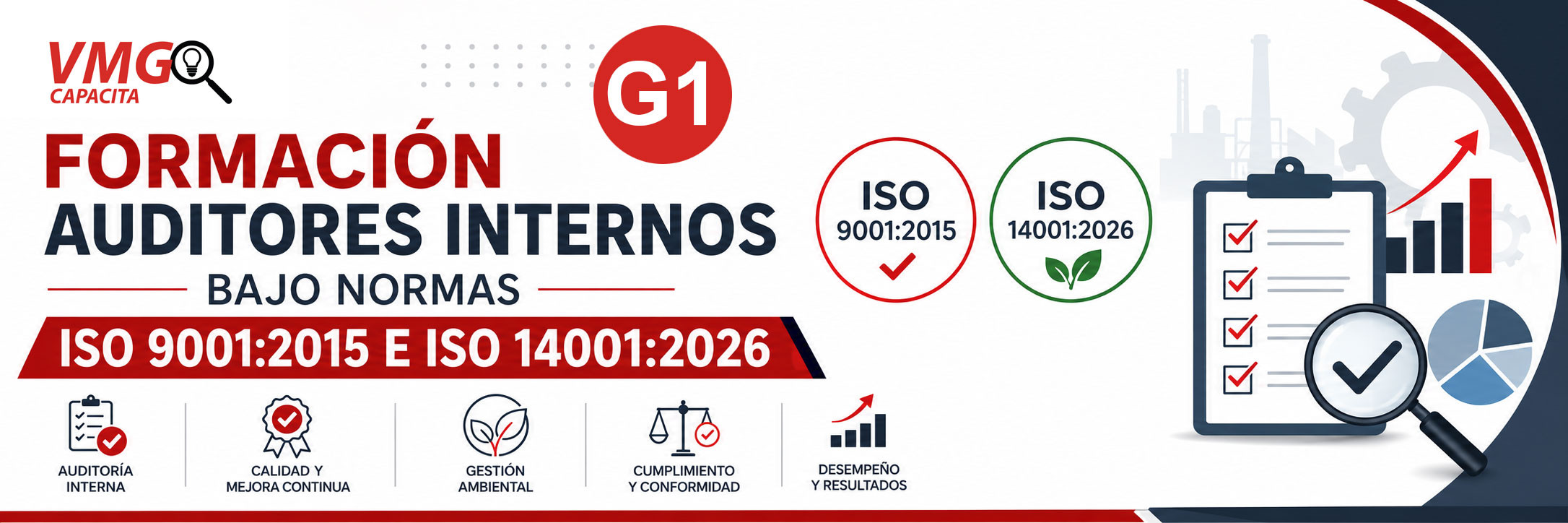 Formación Auditores Internos bajo Normas ISO 9001:2015 e ISO 14001:2026 G1